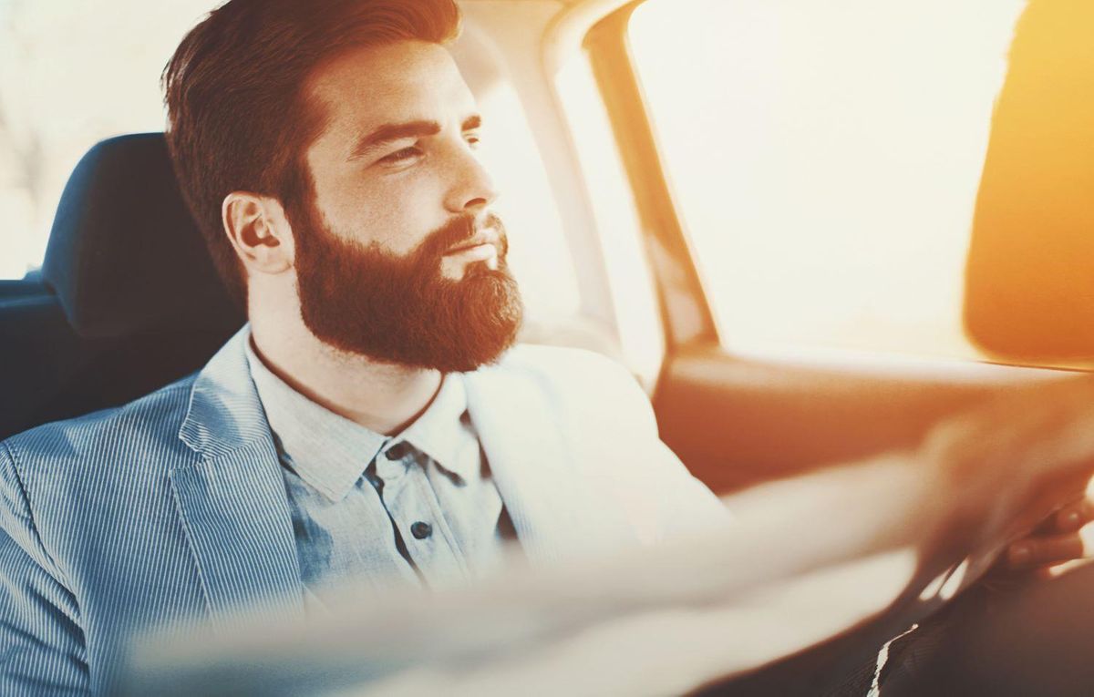 Man Driving Car Sunlight